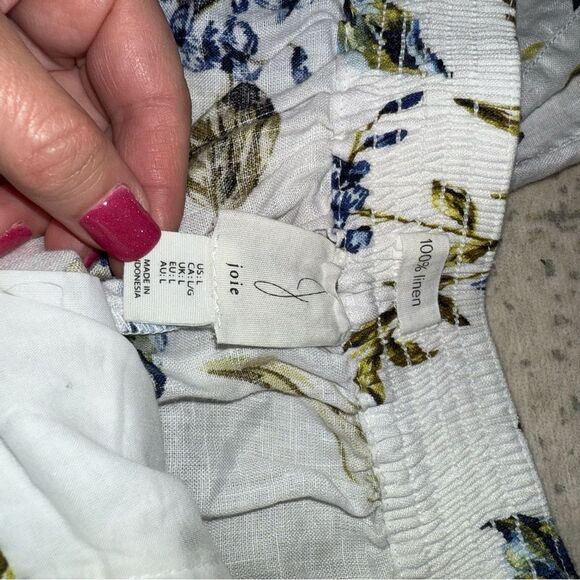 Joie Linen Pants with Blue and Green Floral Design - Picture 5 of 6